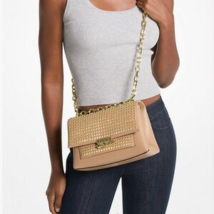 MICHAEL Michael Kors CeCe Gold Studded Shoulder Bag with chain/leather Strap.